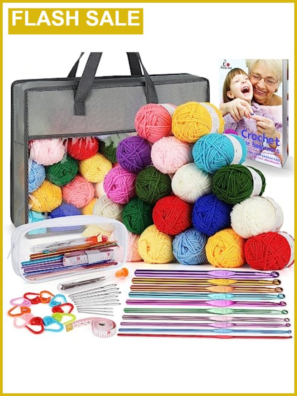 Crochet Kit for Beginners Complete Set with Yarn Hooks & Instruction Booklet